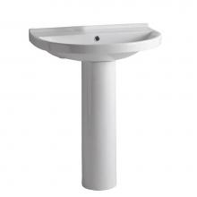 Whitehaus LU044-LU005-0H - Isabella Collection Tubular Pedestal Sink with Large U-Shaped Basin, Chrome Overflow and No Hole F