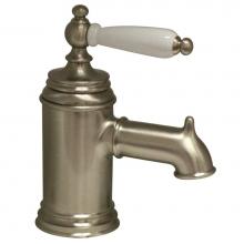 Whitehaus N21-P-BN - Fountainhaus single Hole/Single Lever Lavatory Faucet with Porcelain Handle and Pop-up Waste