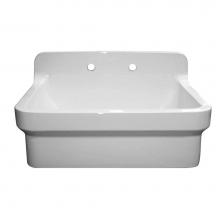 Whitehaus OFCH2230-WHITE - Old Fashioned Country Fireclay Utility Sink with High Backsplash