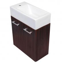 Whitehaus WH114LSCB-E - Wall Mount Double Door Vanity in Espresso Complete with a White Basin