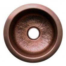 Whitehaus WH1818COPR-OBH - Copperhaus Large Round Drop-in/Undermount Prep Sink with a Hammered Texture