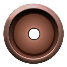 Whitehaus WH1818COPR-OBS - Copperhaus Large Round Drop-in/Undermount Prep Sink with a Smooth Texture