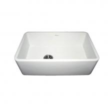 Whitehaus WH3018-WHITE - Farmhaus Fireclay Duet Series Reversible Sink with Smooth Front Apron
