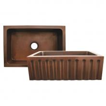 Whitehaus WH3020COFCFL-OCS - Copperhaus Rectangular Undermount Sink with a Fluted Design Front Apron