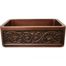 Whitehaus WH3020COFCSF-OBS - Copperhaus Rectangular Undermount Sink with a Sunflower Design Front Apron