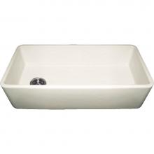 Whitehaus WH3618-BISCUIT - Farmhaus Fireclay Duet Series Reversible Sink with Smooth Front Apron