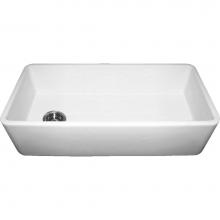 Whitehaus WH3618-WHITE - Farmhaus Fireclay Duet Series Reversible Sink with Smooth Front Apron