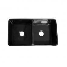 Whitehaus WH3719-BLACK - Farmhaus Fireclay Duet Series Reversible Sink with Smooth Front Apron