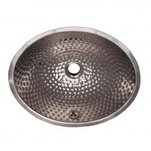 Whitehaus WH608ABM - Decorative Oval Ball Pein Hammered Textured Undermount Basin with Overflow and a 1 1/4''