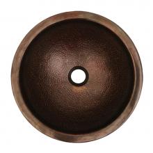 Whitehaus WHCOLV1455-OBH - Copperhaus Round Drop-in/Undermount Copper basin with a Hammered Texture  and 1 1/2'' Ce