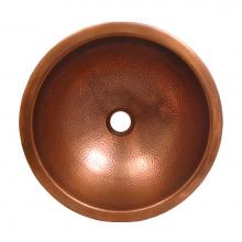 Whitehaus WHCOLV1455-OCH - Copperhaus Round Drop-in/Undermount Copper basin with a Hammered Texture & 1 1/2'' C