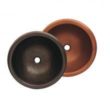 Whitehaus WHCOLV17RD-OBH - Copperhaus Round Drop-in/Undermount Copper basin with a Hammered Texture  and 1 1/2'&apo