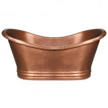 Whitehaus WHCT-1001-OCH - Bathhaus Copper Freestanding Handmade Double Ended Bathtub with Hammered Exterior, Lightly Hammere