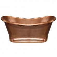 Whitehaus WHCT-1003-OCH - Bathhaus Copper Freestanding Handmade Double Ended Bathtub with Hammered Exterior, Lightly Hammere