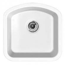 Whitehaus WHE1717D - Elementhaus Fireclay Single D-Shaped Bowl Drop-In/Undermount Sink with 3 1/2'' Rear Cent