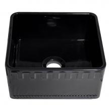 Whitehaus WHFLATN2018-BLACK - Farmhaus Fireclay Reversible Sink with a Castlehaus Design Front Apron on One Side  and Fluted Fro