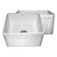 Whitehaus WHFLATN2018-WHITE - Farmhaus Fireclay Reversible Sink with a Castlehaus Design Front Apron on One Side  and Fluted Fro