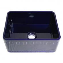 Whitehaus WHFLATN2418-BLUE - Farmhaus Fireclay Reversible Sink with a Castlehaus Design Front Apron on One Side  and Fluted Fro