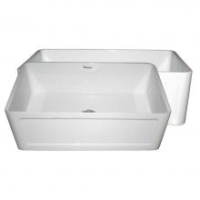 Whitehaus WHFLCON3018-WHITE - Farmhaus Fireclay Reversible Sink with a Concave Front Apron on One Side and Fluted Front Apron on