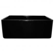 Whitehaus WHFLPLN2418-BLACK - Farmhaus Fireclay Reversible Sink with Smooth Front Apron on One Side and Fluted Front Apron on th