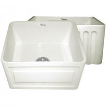 Whitehaus WHFLRPL2018-BISCUIT - Farmhaus Fireclay Reversible Sink with a Raised Panel Front Apron on One Side and Fluted Front Apr