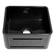 Whitehaus WHFLRPL2018-BLACK - Farmhaus Fireclay Reversible Sink with a Raised Panel Front Apron on One Side and Fluted Front Apr