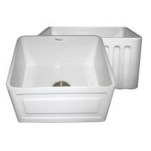 Whitehaus WHFLRPL2018-WHITE - Farmhaus Fireclay Reversible Sink with a Raised Panel Front Apron on One Side and Fluted Front Apr