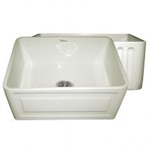 Whitehaus WHFLRPL2418-BISCUIT - Farmhaus Fireclay Reversible Sink with a Raised Panel Front Apron on One Side and Fluted Front Apr