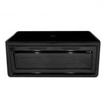 Whitehaus WHFLRPL2418-BLACK - Farmhaus Fireclay Reversible Sink with a Raised Panel Front Apron on One Side and Fluted Front Apr