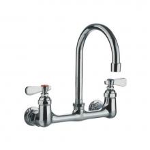 Whitehaus WHFS9814-P5-C - Heavy Duty Wall Mount Utility Faucet with a Gooseneck Swivel Spout and Lever Handles