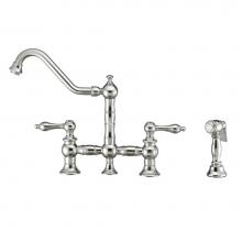 Whitehaus WHKBTLV3-9201-NT-C - Vintage III Plus Bridge Faucet with Long Traditional Swivel Spout, Lever Handles and Solid Brass S