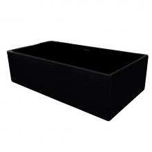 Whitehaus WHPLCON3319-BLACK - Fireclay 33'' Large Reversible Sink with Concave Front Apron on One Side and a Plain Fro