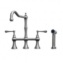 Whitehaus WHSB14007-SK-BSS - Waterhaus Lead-Free Solid Stainless Steel Bridge Faucet with a Traditional Spout, Lever Handles an
