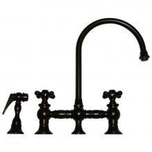 Whitehaus WHKBCR3-9101-ORB - Vintage III Bridge Faucet with Long Gooseneck Swivel Spout, Cross Handles and Solid Brass Side Spr