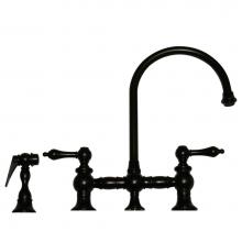 Whitehaus WHKBLV3-9101-ORB - Vintage III Bridge Faucet with Long Gooseneck Swivel Spout, Lever Handles and Solid Brass Side Spr