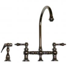 Whitehaus WHKBLV3-9101-C - Vintage III Bridge Faucet with Long Gooseneck Swivel Spout, Lever Handles and Solid Brass Side Spr