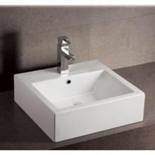 Whitehaus WHKN1059 - Isabella Collection Square Wall Mount Basin with Overflow, Single Faucet Hole and Rear Center Drai