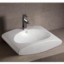 Whitehaus WHKN1098 - Isabella Collection Rectangular Wall Mount Bathroom Basin with Integrated Oval Bowl, Overflow, Sin