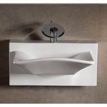 Whitehaus WHKN1114A - Isabella Collection Rectangular Wall Mount Basin with Integrated Rectangular Bowl, Single Faucet H