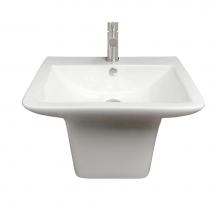 Whitehaus WHKN1148A - Isabella Collection Wall Mount Basin with Integrated Rectangular Bowl and a Center Drain
