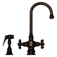 Whitehaus WHKSDCR3-8104-MB - Vintage III Dual Handle Entertainment/Prep Faucet with Short Gooseneck Swivel Spout, Cross Handles