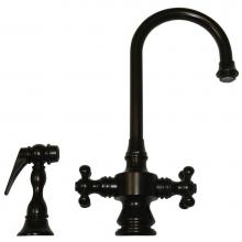 Whitehaus WHKSDCR3-8104-ORB - Vintage III Dual Handle Entertainment/Prep Faucet with Short Gooseneck Swivel Spout, Cross Handles