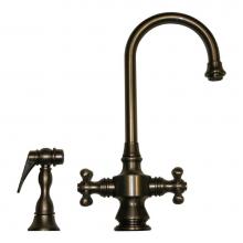 Whitehaus WHKSDCR3-8104-P - Vintage III Dual Handle Entertainment/Prep Faucet with Short Gooseneck Swivel Spout, Cross Handles