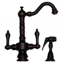 Whitehaus WHKSDTLV3-8204-MB - Vintage III Dual Handle Entertainment/Prep Faucet with Short Traditional Swivel Spout, Lever Handl