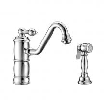 Whitehaus WHKTSL3-2200-NT-C - Vintage III Plus single lever faucet with traditional swivel spout and solid brass side spray