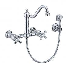 Whitehaus WHKWCR3-9402-NT-C - Vintage III Plus Wall Mount Faucet with a  Long Traditional Swivel Spout, Cross Handles and Solid