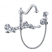 Whitehaus WHKWLV3-9402-NT-C - Vintage III Plus Wall Mount Faucet with a  Long Traditional Swivel Spout, Lever Handles and Solid
