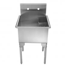 Whitehaus WHLS2020-NP - Pearlhaus Brushed Stainless Steel Small Square, Single Bowl Commerical Freestanding Utility Sink