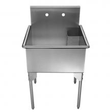 Whitehaus WHLS2424-NP - Pearlhaus Brushed Stainless Steel Square, Single Bowl Commerical Freestanding Utility Sink