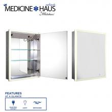 Whitehaus WHLUN7055-IR - Medicinehaus Recessed Single Mirrored Door Medicine Cabinet with Outlet, Defogger, LED Power Butto